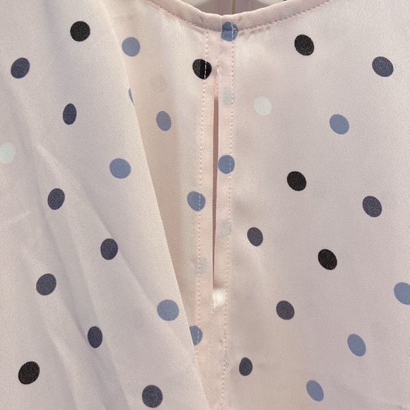 Lane Bryant Polka Dot Pink Chiffon Blouse Women Size 14 - Picture 6 of 7